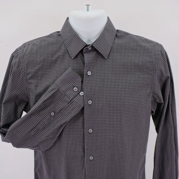 Apt 9 Small Beige Black‎ Plaid Cotton Collared Dress Shirt Long Sleeve - Picture 1 of 8